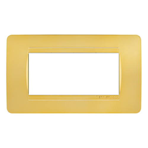Placca Classic 4 Moduli Tecnopolimero Oro Lucido Sandasdon Compatibile BTicino Matix SD68004-13