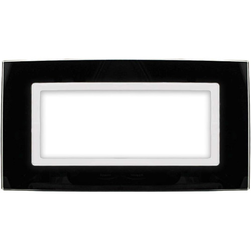 Placca Elegance 6 Moduli Vetro Nero Sandasdon Compatibile BTicino Matix SD68006-2VT