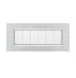 Placca Elegance 6 Moduli Metallo Argento Satinato con Tasti Sandasdon SD68006-7MT