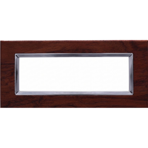 Placca Elegance 6 Moduli Legno Noce Sandasdon Compatibile BTicino Matix