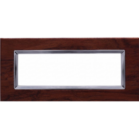 Placca Elegance 6 Moduli Legno Noce Sandasdon Compatibile BTicino Matix