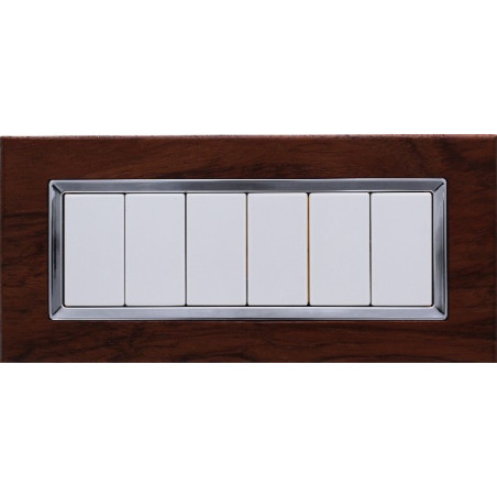Esempio Applicativo Placca Elegance 6 Moduli Legno Noce con Tasti Sandasdon Compatibile BTicino Matix
