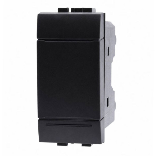 Deviatore 1P 16A Nero SD80003 SANDASDON Style Vista Frontale con Lente Spia