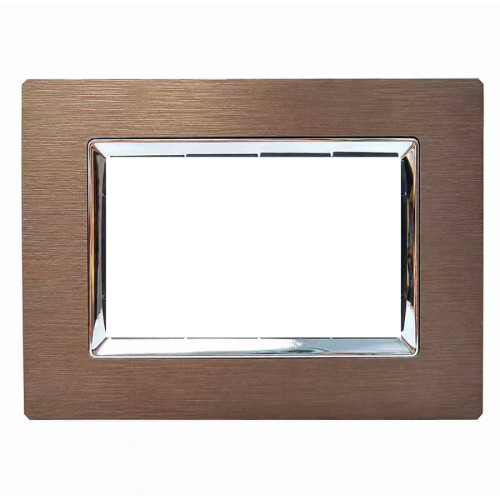 Placca Reflex 4 Moduli Metallo Brown Satinato Sandasdon Style SD88004-9MT per Scatola 504 Vista Frontale