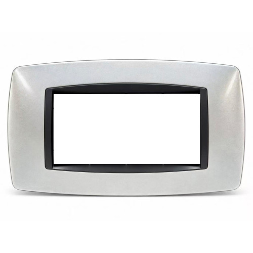 Placca Bombè 4 Moduli Silver Sandasdon Style SD88004-7 per Scatola 504 Vista Frontale