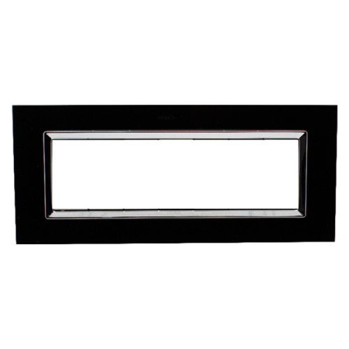 Placca Reflex 7 Moduli Plexiglass Nera Sandasdon Style SD88007-2PG per Scatola 506 Vista Frontale