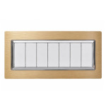 Placca Reflex 7 Moduli Metallo Oro Satinato SD88007-12MT con Frutti Bianchi Montati Esempio di Installazione