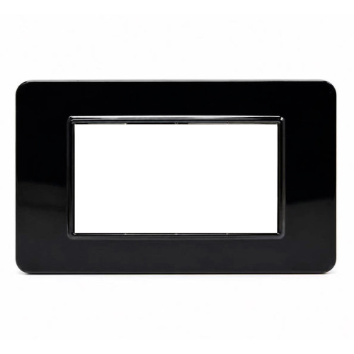 Placca Basic 4 Moduli Nero Sandasdon Urban SD78004-2 per Scatola 504 Vista Frontale