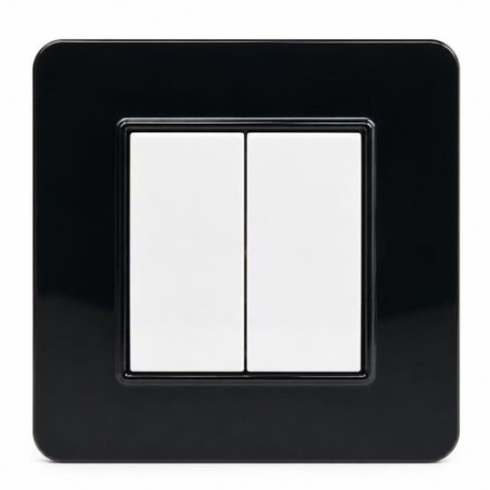 Placca Basic 2 Moduli Tecnopolimero Nero Sandasdon Urban SD78002-2 con Frutti Montati Dimostrativi