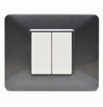 Placca Basic 2 Moduli Tecnopolimero Acciaio Scuro Sandasdon Urban SD78002-8 con Frutti Montati Dimostrativi