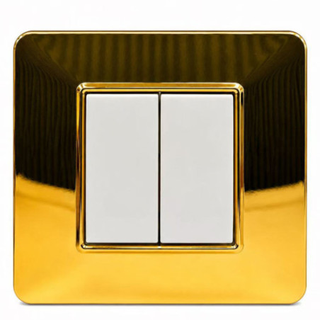 Placca Basic 2 Moduli Tecnopolimero Oro Lucido Sandasdon Urban SD78002-13 con Frutti Montati Dimostrativi