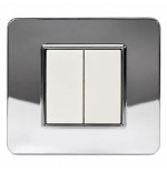 Placca Basic 2 Moduli Tecnopolimero Cromo Lucido Sandasdon Urban SD78002-39 con Frutti Montati Dimostrativi