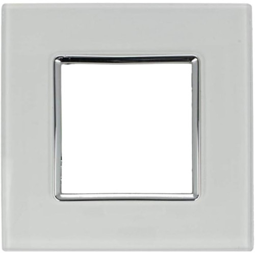 Placca Decorativa Vitra 2 Moduli Vetro Bianco Sandasdon Urban SD78002VT Vista Frontale con Cornice Cromata