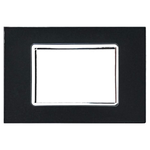 Placca Decorativa Vitra 3 Moduli Vetro Nero Sandasdon Urban SD78003-2VT Vista Frontale con Cornice Cromata