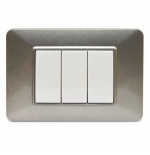 Placca Basic 3 Moduli Tecnopolimero Titanio Sandasdon Urban SD78003-07 con Frutti Montati Dimostrativi