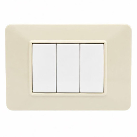 Placca Basic 3 Moduli Tecnopolimero Sabbia Sandasdon Urban SD78003-10 con Frutti Montati Dimostrativi