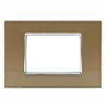 Placca Decorativa Vitra 3 Moduli Vetro Bronzo Sandasdon Urban SD78003-11VT Vista Frontale con Cornice Cromata