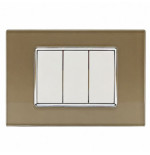 Placca Vitra 3 Moduli Vetro Bronzo Sandasdon Urban SD78003-11VT con Frutti Montati Dimostrativi
