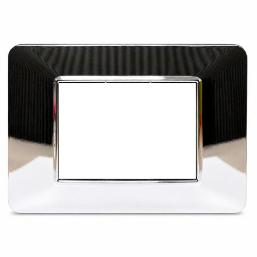 Placca Decorativa 3 Moduli Cromo Lucido a Specchio Sandasdon Urban SD78003-39 Vista Frontale