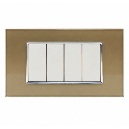 Placca Vitra 4 Moduli Vetro Bronzo Sandasdon Urban SD78004-11VT con Frutti Montati Dimostrativi