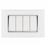 Placca Vitra 4 Moduli Vetro Bianco Sandasdon Urban SD78004VT con Frutti Montati Dimostrativi
