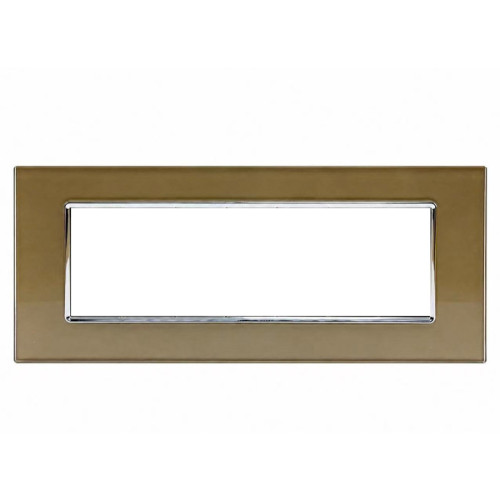Placca Decorativa Vitra 7 Moduli Vetro Bronzo Sandasdon Urban SD78007-11VT Vista Frontale con Cornice Cromata