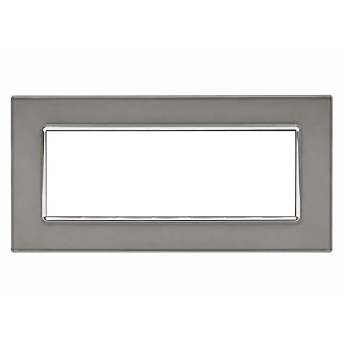 Placca Decorativa Vitra 7 Moduli Vetro Titanio Sandasdon Urban SD78007-07VT Vista Frontale con Cornice Cromata