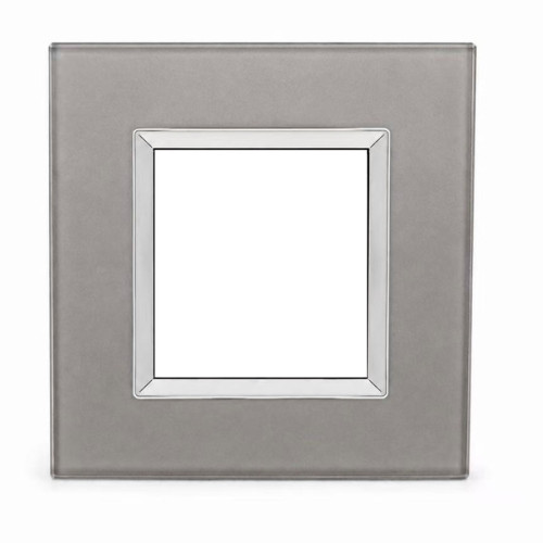 Placca Delux 2M Vetro Titanio SD98002-07VT | Compatibile con Vimar Arké