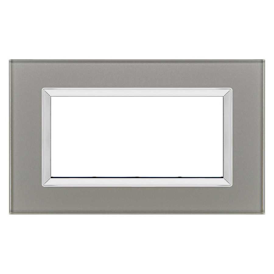 Placca Delux 4M Vetro Titanio SD98004-07VT | Compatibile con Vimar Arké