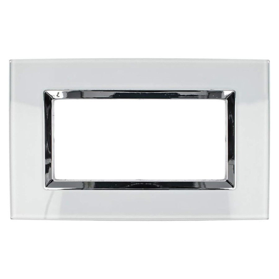 Placca Delux 4M Vetro Bianco SD98004VT | Compatibile con Vimar Arké