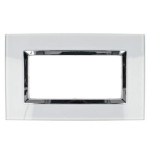 Placca Delux 4M Vetro Bianco SD98004VT | Compatibile con Vimar Arké