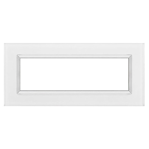 Placca Delux 7M Vetro Bianco SD98007VT | Compatibile con Vimar Arké