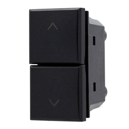 Pulsante Doppio Saliscendi 1P+1P 10A 1 Modulo Nero Satinato Sandasdon Evolution Compatibile BTicino Axolute