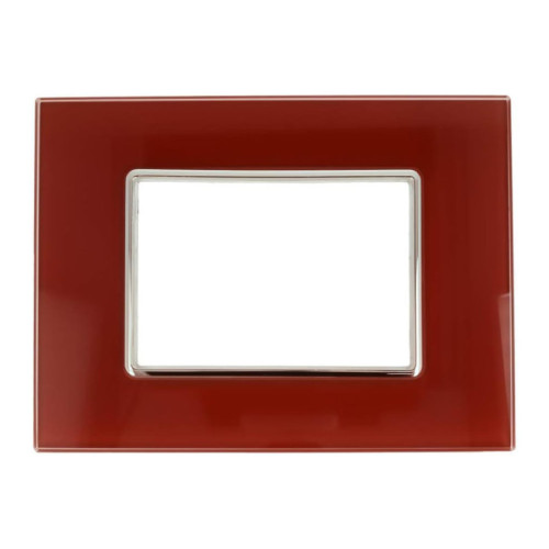Placca 3 Moduli Luxury Cristallo Vetro Rosso Pompeiano Sandasdon Evolution Compatibile BTicino Axolute Fronte