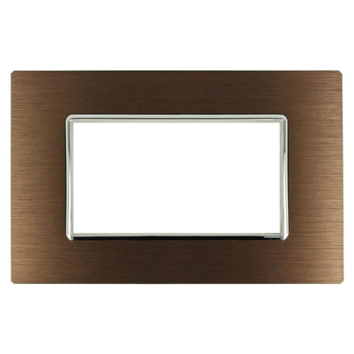 Placca 4 Moduli Luxury Metallo Brown Satinato Sandasdon Evolution Compatibile BTicino Axolute Fronte