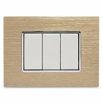 Placca 3 Moduli Luxury Metallo Oro Satinato Dimostrativa con Frutti Inseriti