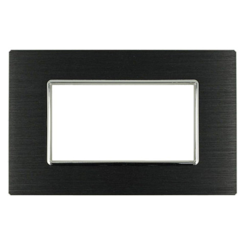 Placca 4 Moduli Luxury Metallo Nero Satinato Sandasdon Evolution Compatibile BTicino Axolute Fronte