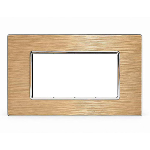 Placca 4 Moduli Luxury Metallo Oro Satinato Sandasdon Evolution Compatibile BTicino Axolute Fronte