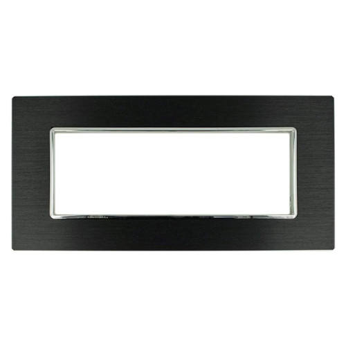 Placca 6 Moduli Luxury Metallo Nero Satinato Sandasdon Evolution Compatibile BTicino Axolute Fronte