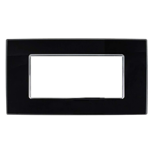 Placca 6 Moduli Luxury Cristallo Vetro Nero Sandasdon Evolution Compatibile BTicino Axolute Fronte