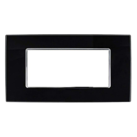 Placca 6 Moduli Luxury Cristallo Vetro Nero Sandasdon Evolution Compatibile BTicino Axolute Fronte
