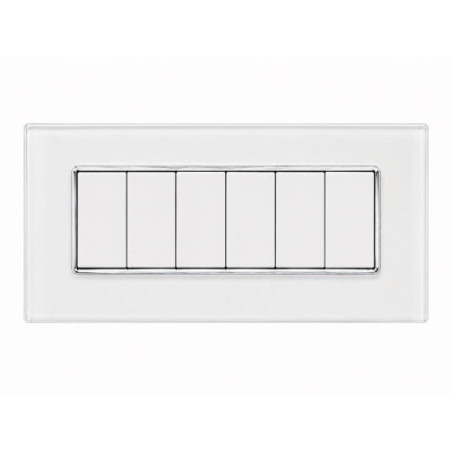 Placca 6 Moduli Luxury Vetro Bianco Sandasdon Evolution SD21006VT dimostrativa con frutti