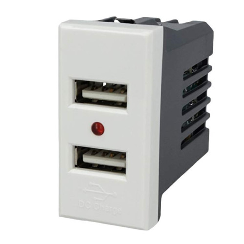 Doppia Presa Caricatore USB 5V 2.1A 1 Modulo Bianco Sandasdon Evolution SD21760B