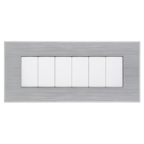 Placca Dynamic 6 Moduli Tecnopolimero Argento Satinato Sandasdon Compatibile BTicino Matix SD64006-7S