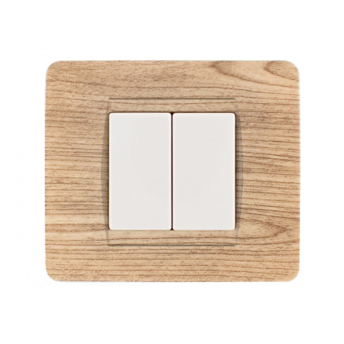 Placca Classic 2 Moduli Tecnopolimero Legno Chiaro Sandasdon Compatibile BTicino Matix SD68002-06
