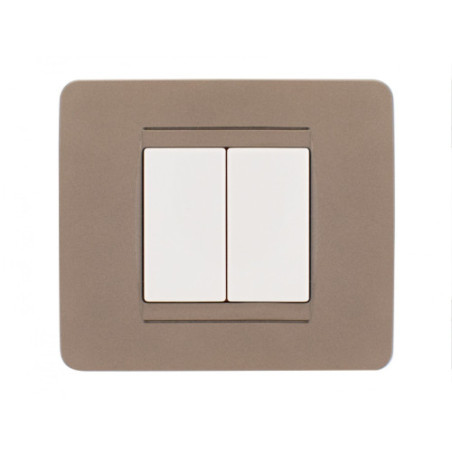 Placca Classic 2 Moduli Tecnopolimero Bronzo Sandasdon Compatibile BTicino Matix SD68002-11