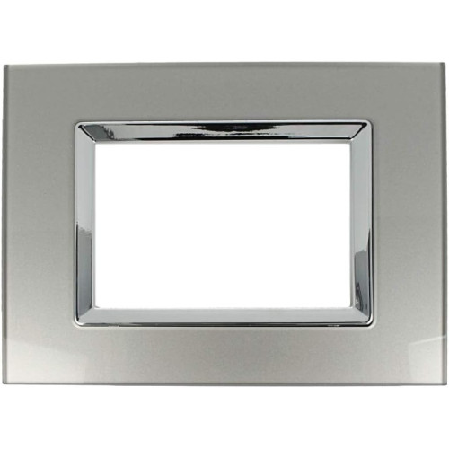 Placca Elegance 3 Moduli Vetro Titanio Sandasdon Compatibile BTicino Matix SD68003-07VT