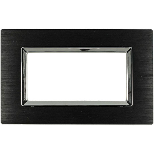 Placca Elegance 4 Moduli Metallo Nero Satinato Sandasdon Compatibile BTicino Matix SD68004-2MT