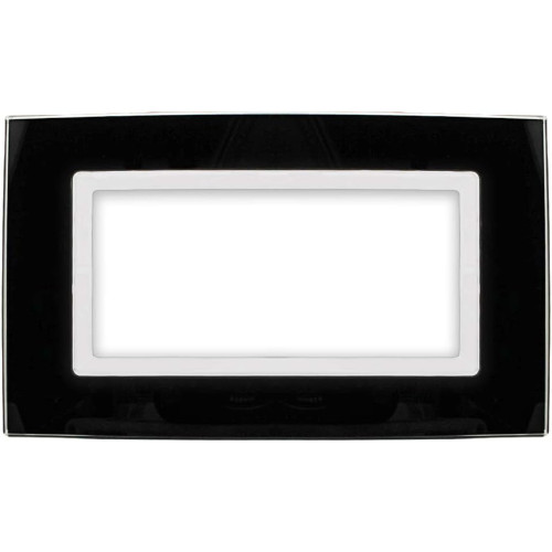 Placca Elegance 4 Moduli Vetro Nero Sandasdon Compatibile BTicino Matix SD68004-2VT