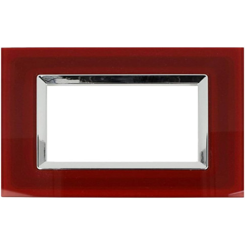 Placca Elegance 4 Moduli Vetro Rosso Pompeiano Sandasdon Compatibile BTicino Matix SD68004-5VT